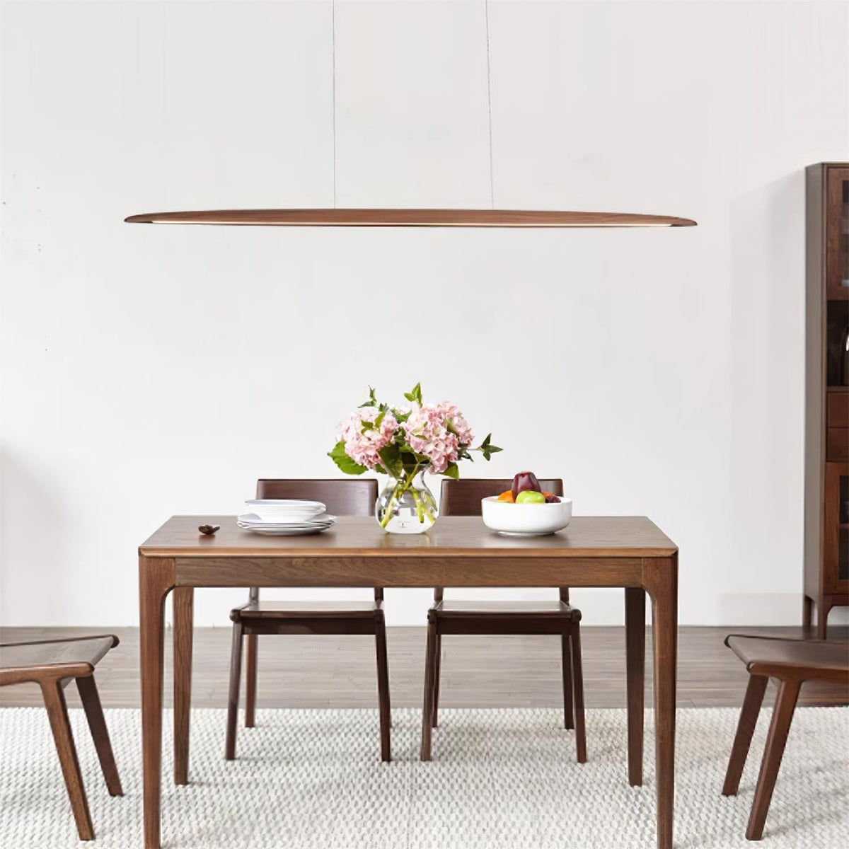 Lampa Wisząca Liniowa LED Drewniana Japandi - 7