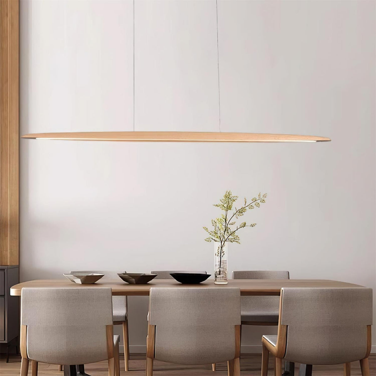Lampa Wisząca Liniowa LED Drewniana Japandi - 9