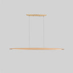 Lampa Wisząca Liniowa LED Drewniana Japandi - Drewno