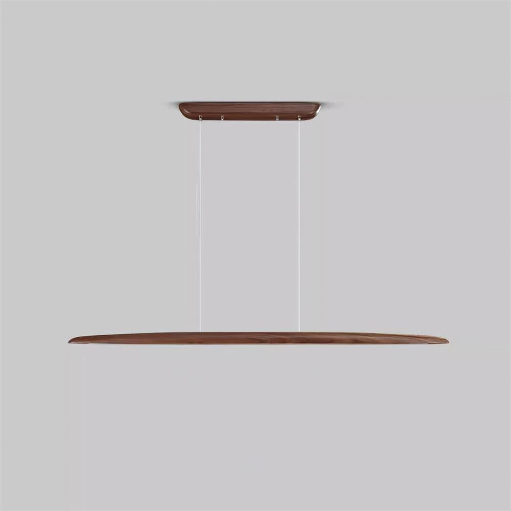 Lampa Wisząca Liniowa LED Drewniana Japandi - Orzech włoski