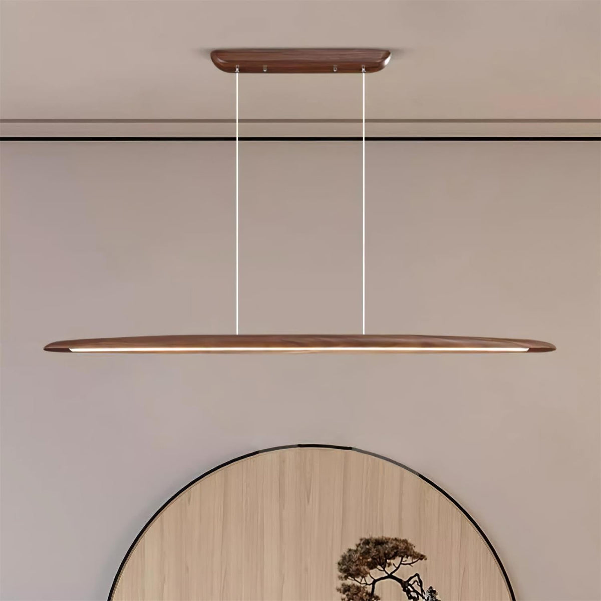 Lampa Wisząca Liniowa LED Drewniana Japandi - 4