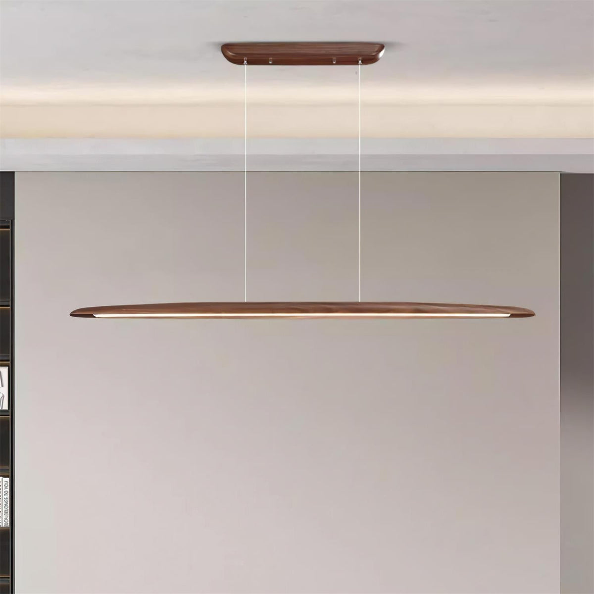 Lampa Wisząca Liniowa LED Drewniana Japandi - 10