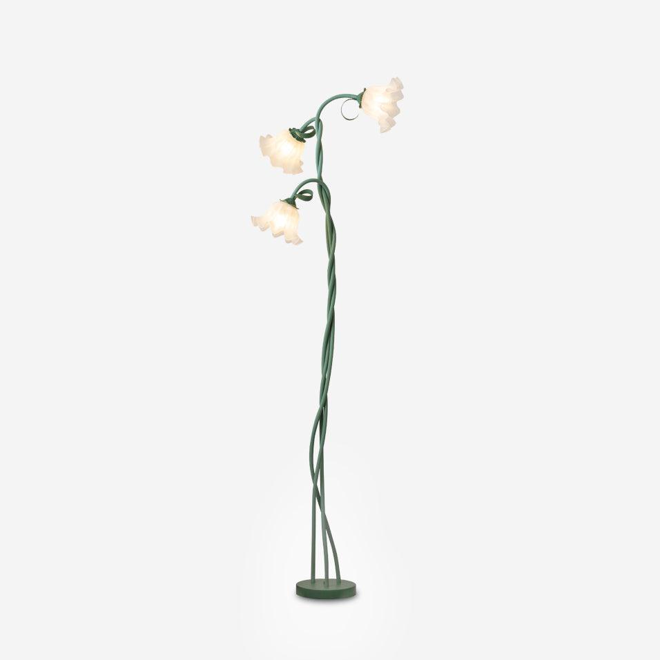 Lampa Podłogowa Kwiatowa z Białymi Kloszami - 2