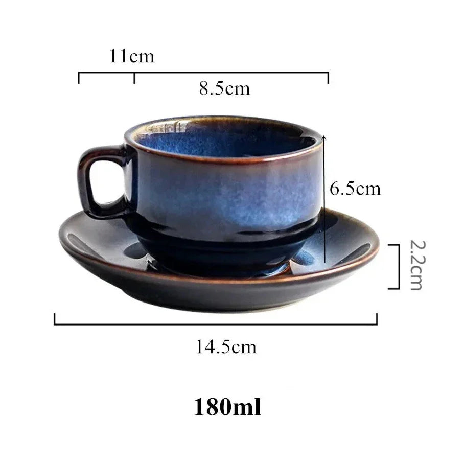 Filiżanka ze Spodkiem Ceramiczna Głęboki Błękit do Kawy i Espresso - 8