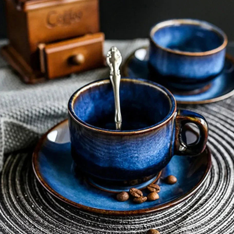 Filiżanka ze Spodkiem Ceramiczna Głęboki Błękit do Kawy i Espresso - 5