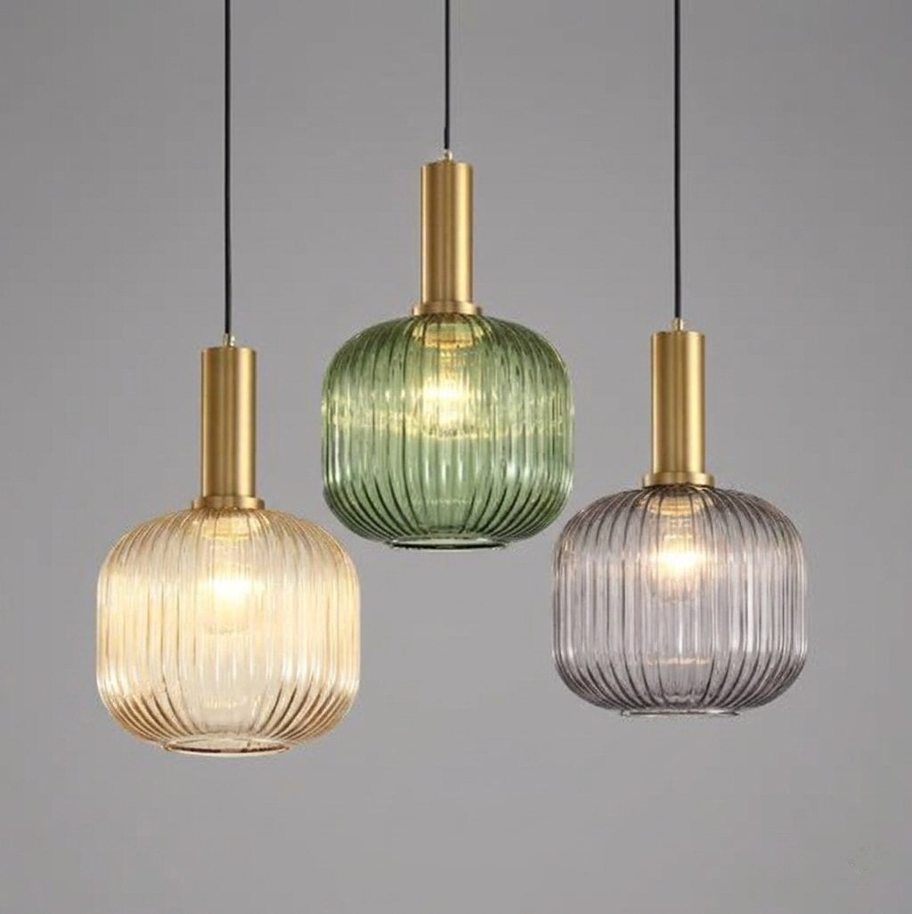 Lampa Wisząca Landelijna z Żebrowanym Szklanym Kloszem - 5