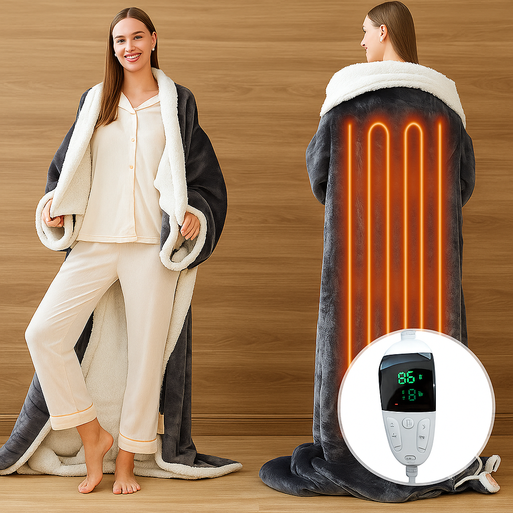 Koc Podgrzewany z Rękawami i Kieszeniami na Stopy - 2