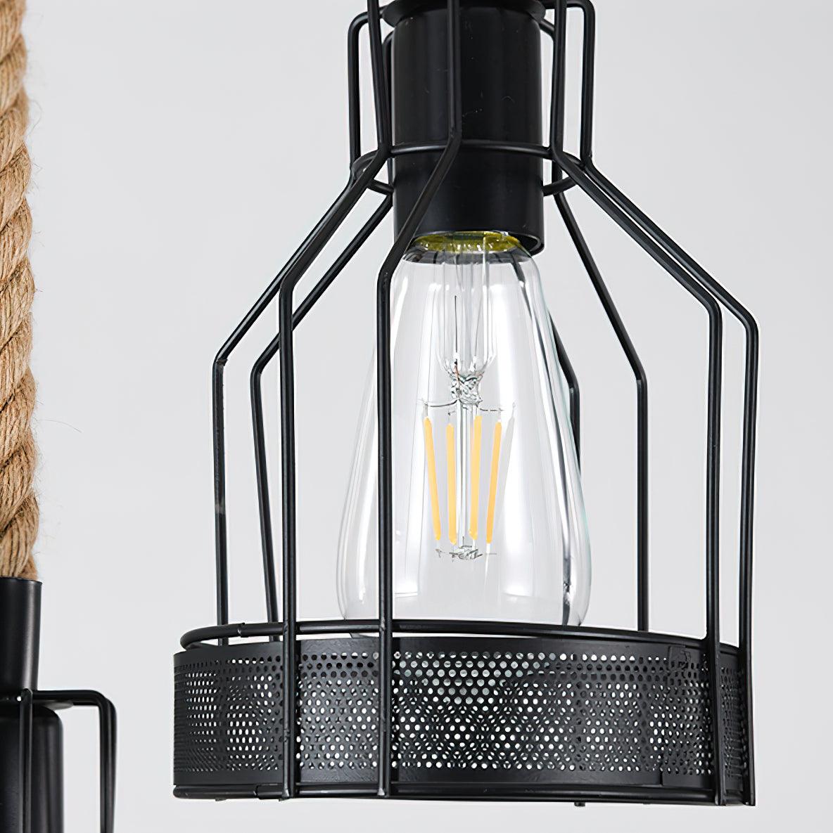 Lampa Wisząca Industrialna z Konopnym Sznurem - 9