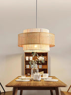 Lampa Wisząca Rattanowa z Abażurem z Liny Konopnej Japandi - 12