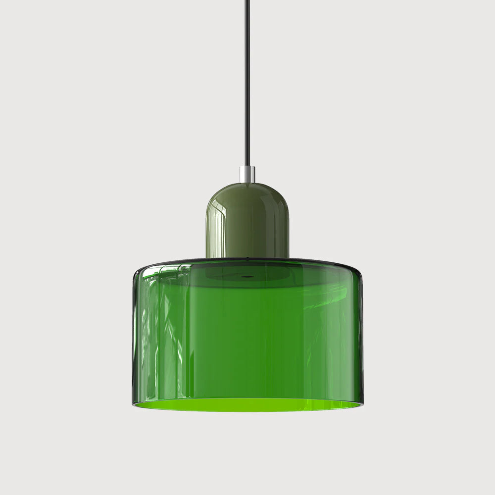 Lampa Wisząca Bauhaus z Geometrycznym Kloszem i Regulacją Wysokości - Zielony i zielony