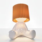 Lampa Stołowa LED Figurka z Plisowanym Kloszem - Pomarańczowy