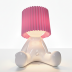 Lampa Stołowa LED Figurka z Plisowanym Kloszem - Różowy