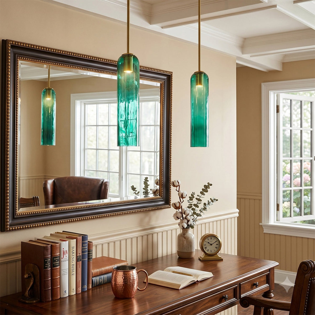 Lampa Wisząca Cylindryczna ze Szklanym Kloszem Dmuchanym Ręcznie - 7