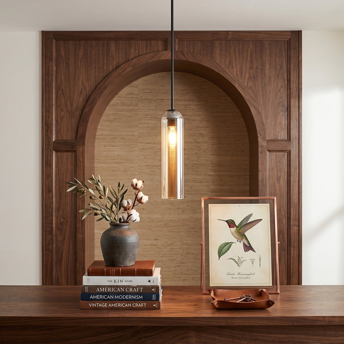 Lampa Wisząca Cylindryczna ze Szklanym Kloszem Dmuchanym Ręcznie - 3