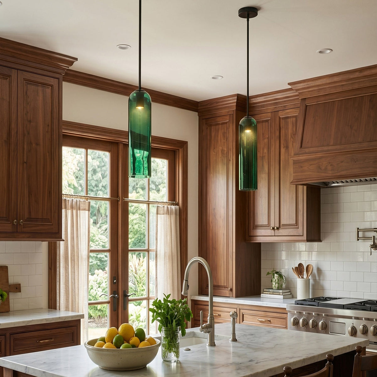 Lampa Wisząca Cylindryczna ze Szklanym Kloszem Dmuchanym Ręcznie - 9
