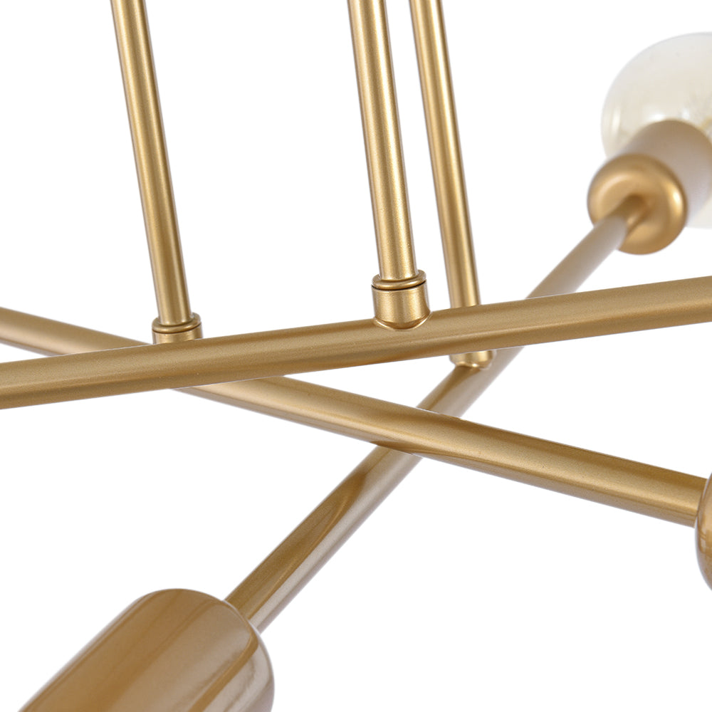 Lampa Sufitowa Sputnik ze Sześcioma Ramionami w Złotym Wykończeniu - 7