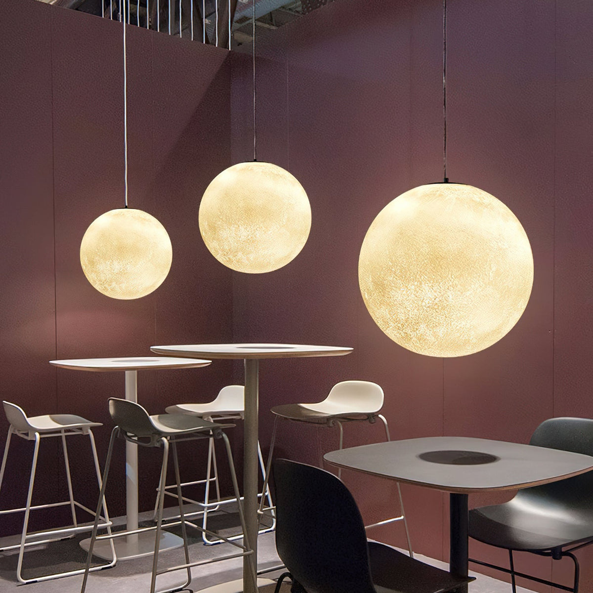 Lampa Wisząca Księżyc z Teksturowanymi Kraterami i Ściemnianiem - 5