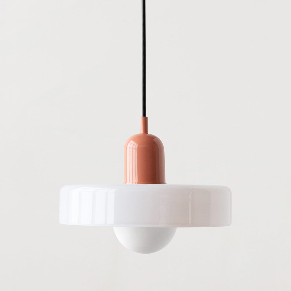 Lampa Wisząca Szklana z Kolorowym Kloszem i Metalowym Detalem - 8