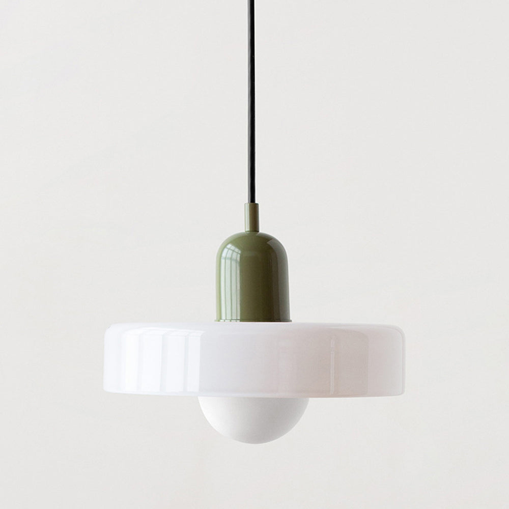 Lampa Wisząca Szklana z Kolorowym Kloszem i Metalowym Detalem - 10