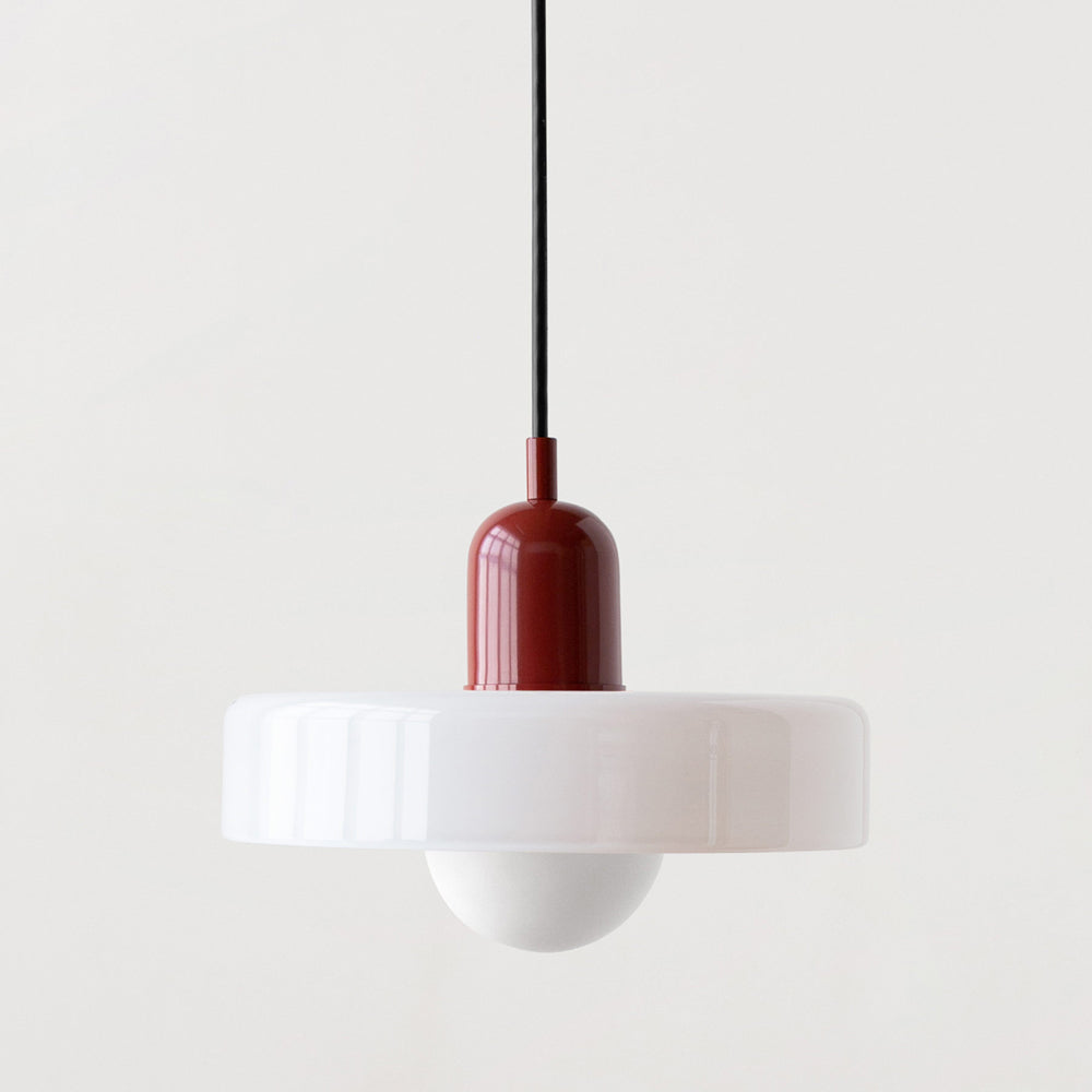 Lampa Wisząca Szklana z Kolorowym Kloszem i Metalowym Detalem - 2