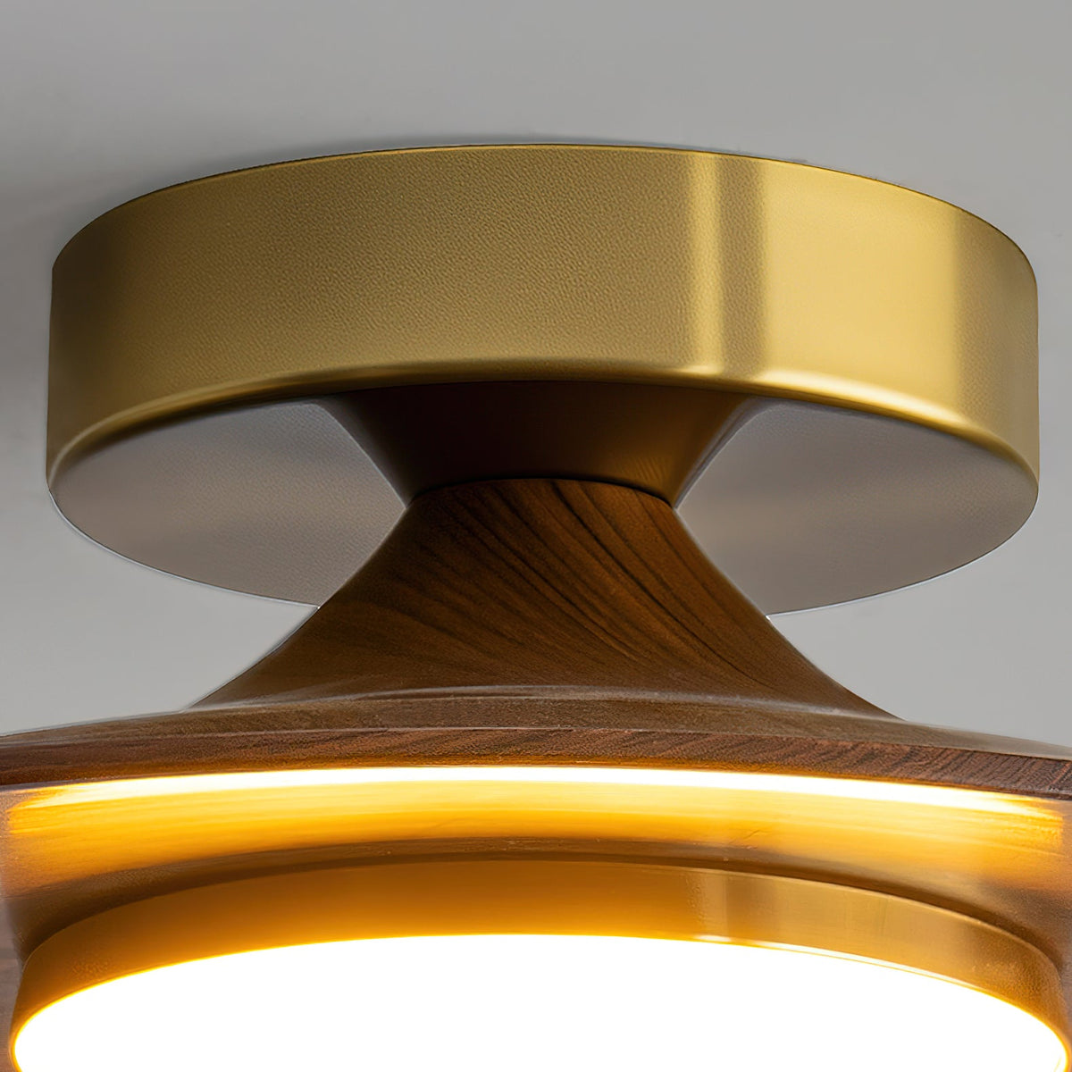 Lampa Sufitowa LED Nowoczesna z Akcentem Orzechowym i Złotym - 12