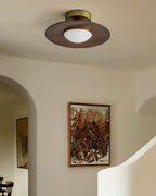 Lampa Sufitowa LED Nowoczesna z Akcentem Orzechowym i Złotym - 5