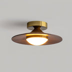 Lampa Sufitowa Niskoprofilowa z Zintegrowanym LED - Orzech i złoto