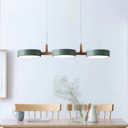 Lampa Wisząca Okrągła LED z Drewnianymi Detalami - 2