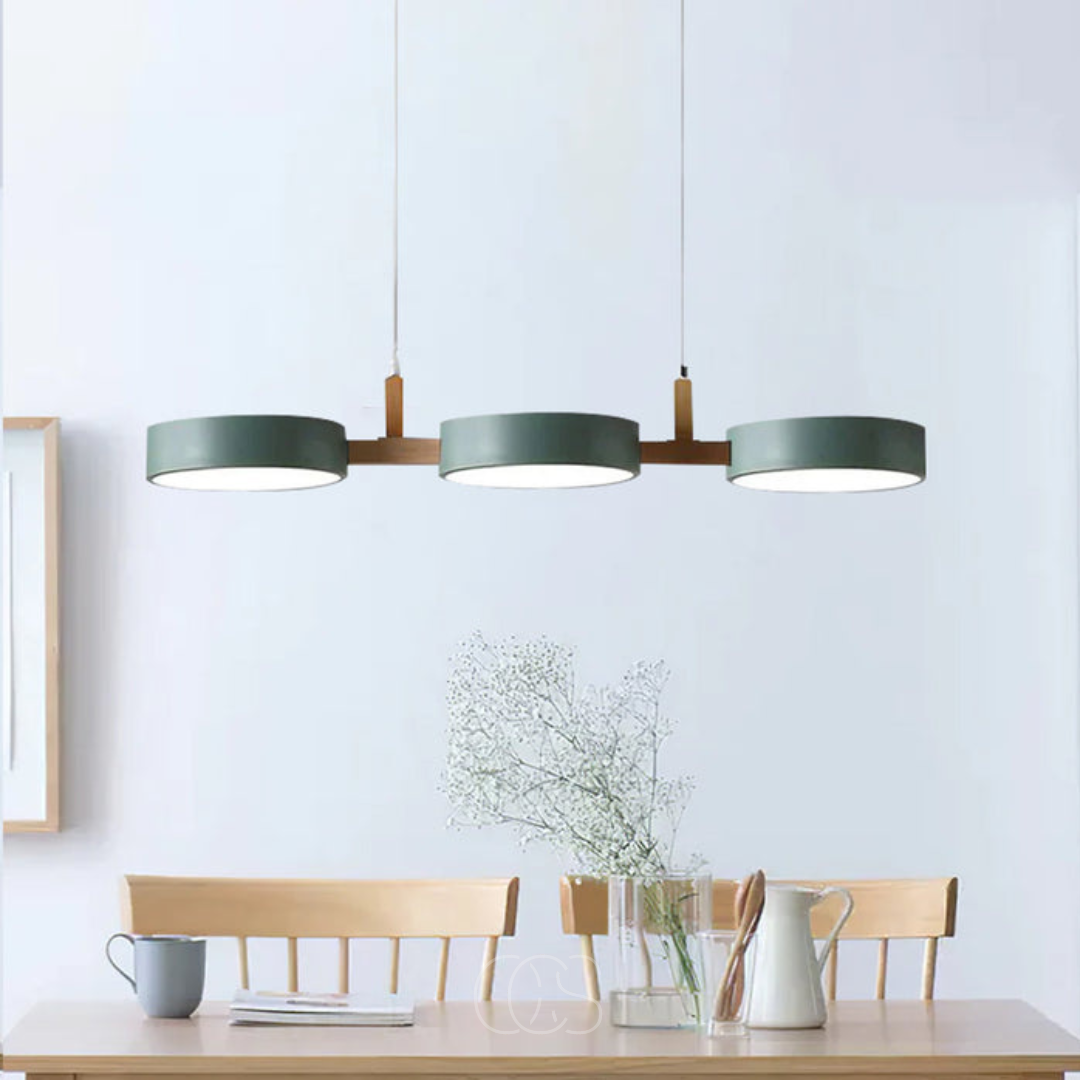 Lampa Wisząca Okrągła LED z Drewnianymi Detalami - 2