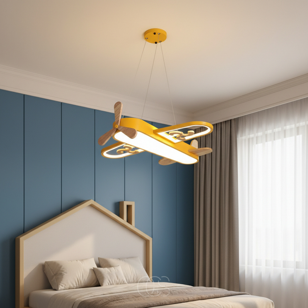 Lampa Wisząca Samolot do Pokoju Dziecięcego - Żółty