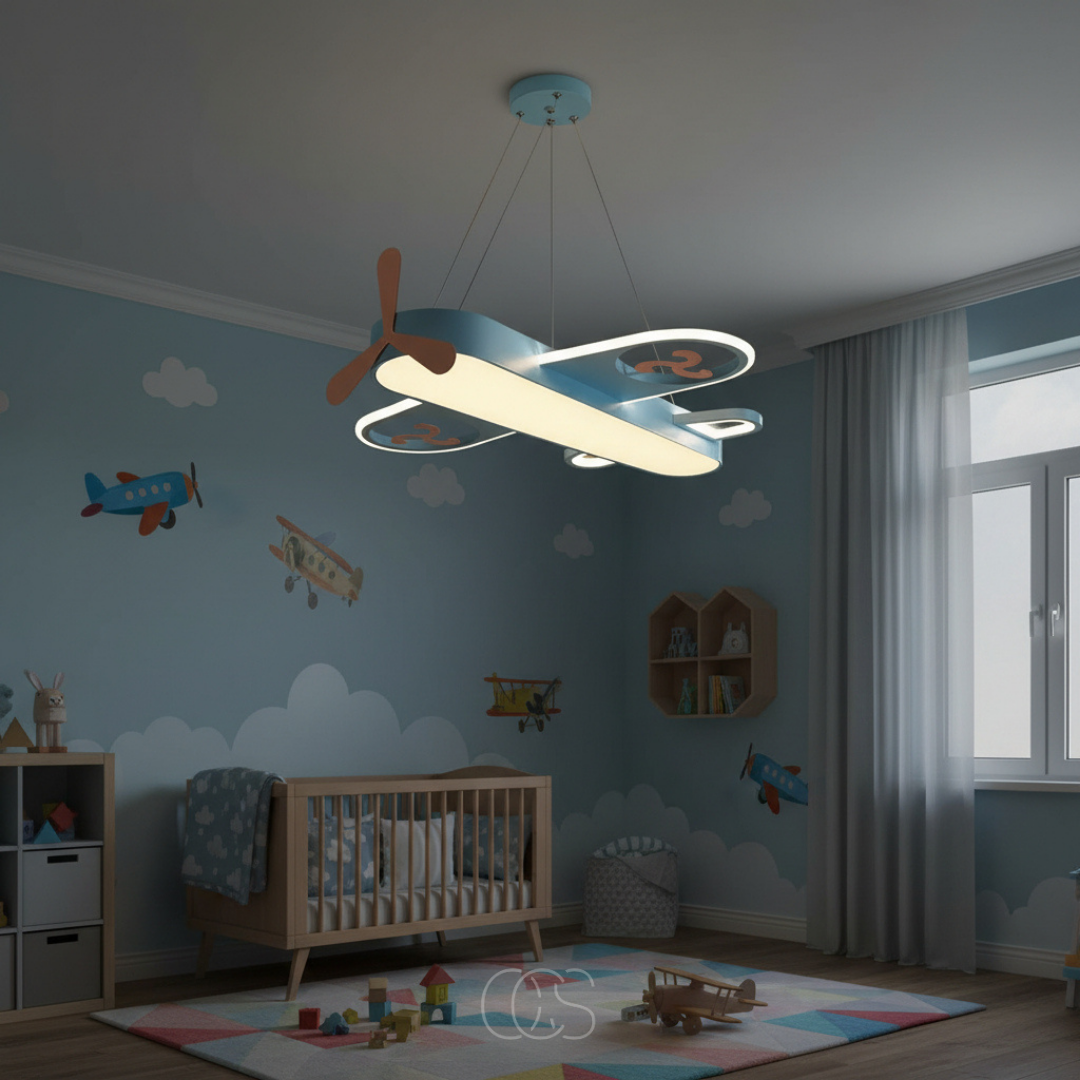 Lampa Wisząca Samolot do Pokoju Dziecięcego - Niebieski