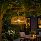 Lampa Wisząca Solarna Plecionka Rattan 30 Cm - Naturalny Dąb