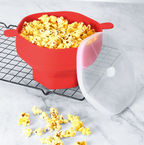 Miska Silikonowa do Popcornu Składana z Pokrywką - Czerwony