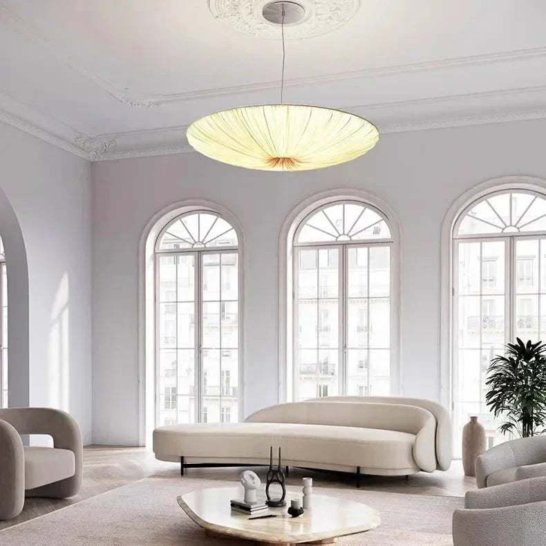 Lampa Wisząca Parasol z Plisowanym Kloszem Tkaninowym - 7