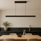 Lampa Wisząca LED Liniowa Imitacja Drewna z Żelazem - Czarny
