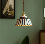Lampa Wisząca Ceramiczna z Ręcznie Malowanym Kloszem Kwiatowym - Linie Zonnestraal