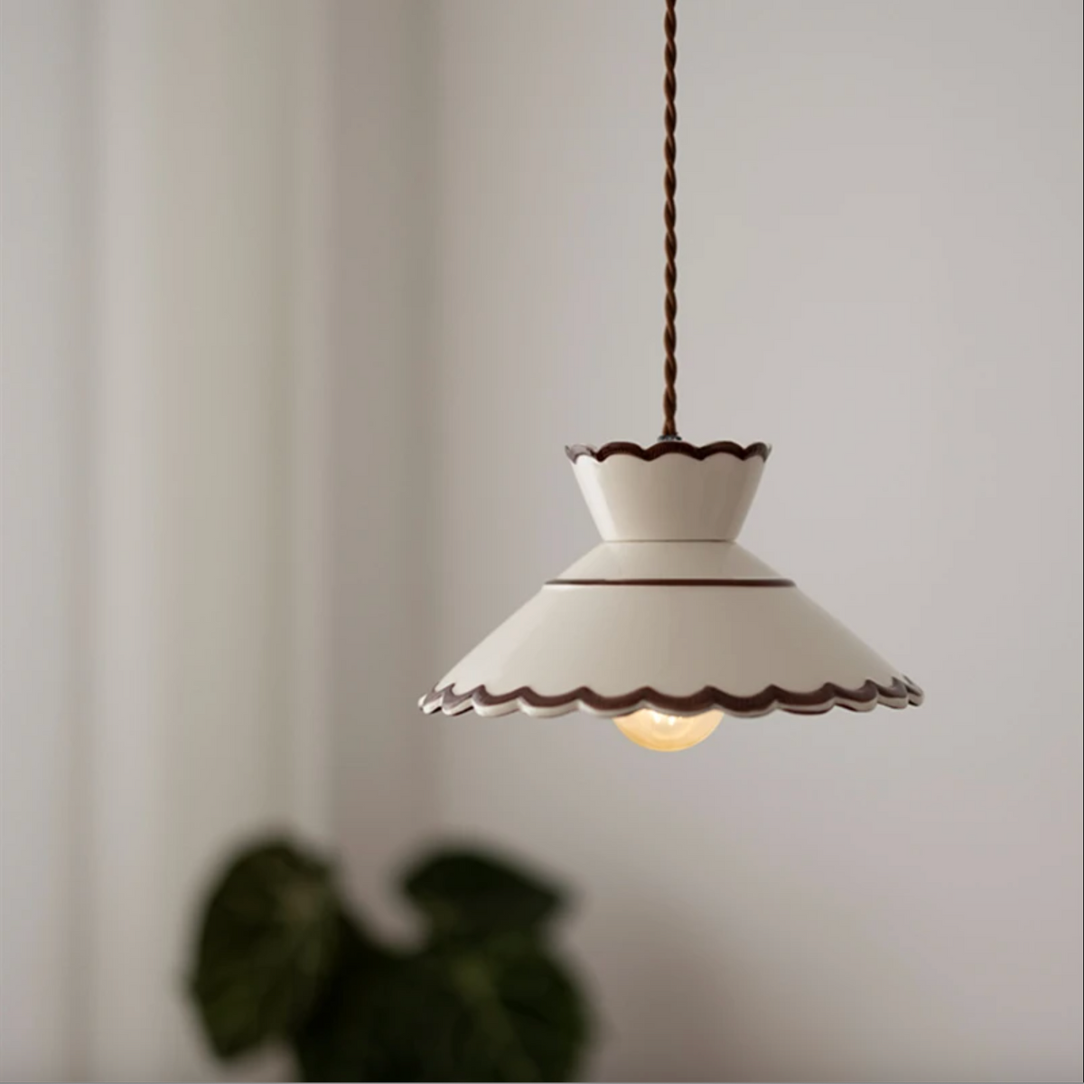 Lampa Wisząca Ceramiczna z Ręcznie Malowanym Kloszem Kwiatowym - 5