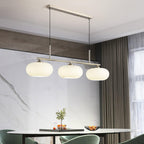 Lampa Wisząca Liniowa z Trzema Mlecznymi Kloszami - 3