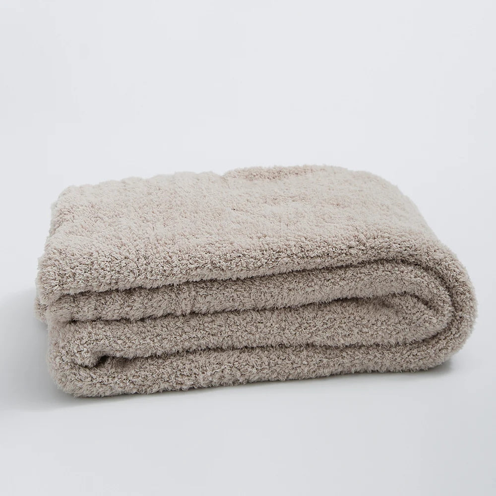 Koc Dzianinowy z Mikrofibry 130 X 160 Cm - Taupe