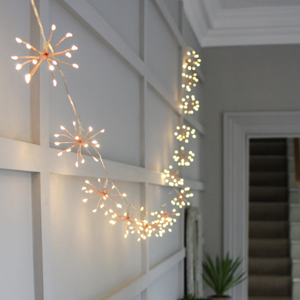 Lampki Girlanda LED z Miedzianego Drutu w Kształcie Gwiazd - 2