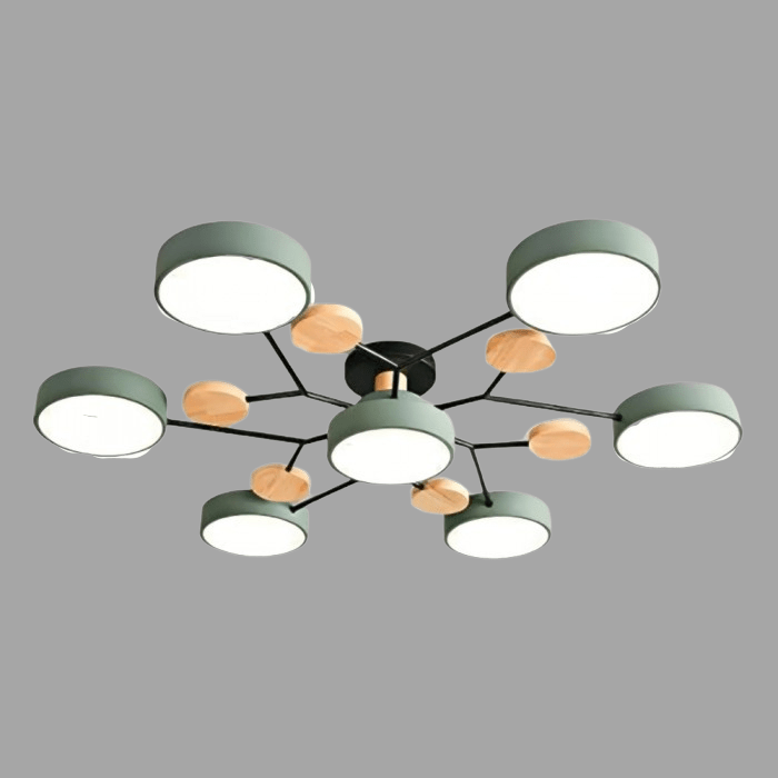 Lampa Sufitowa LED Geometryczna z Drewnianymi Akcentami - 3