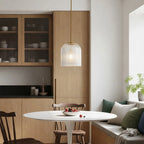 Lampa Wisząca Szklana Prążkowana z Mosiężnym Wykończeniem - 10