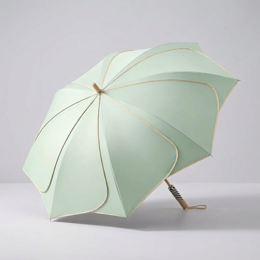 Parasol Kwiatowy z Drewnianą Rączką i Powłoką UV - Zielony