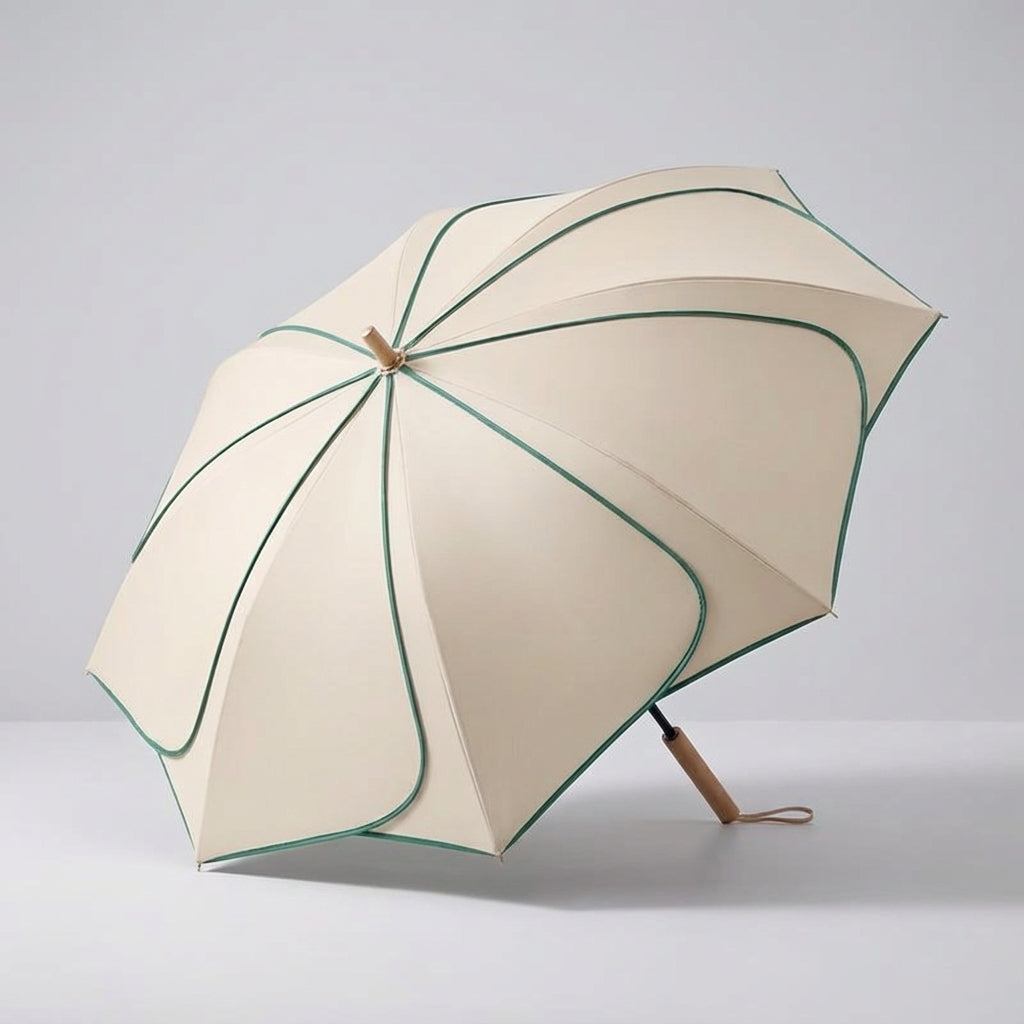 Parasol Kwiatowy z Drewnianą Rączką i Powłoką UV - Naturalny