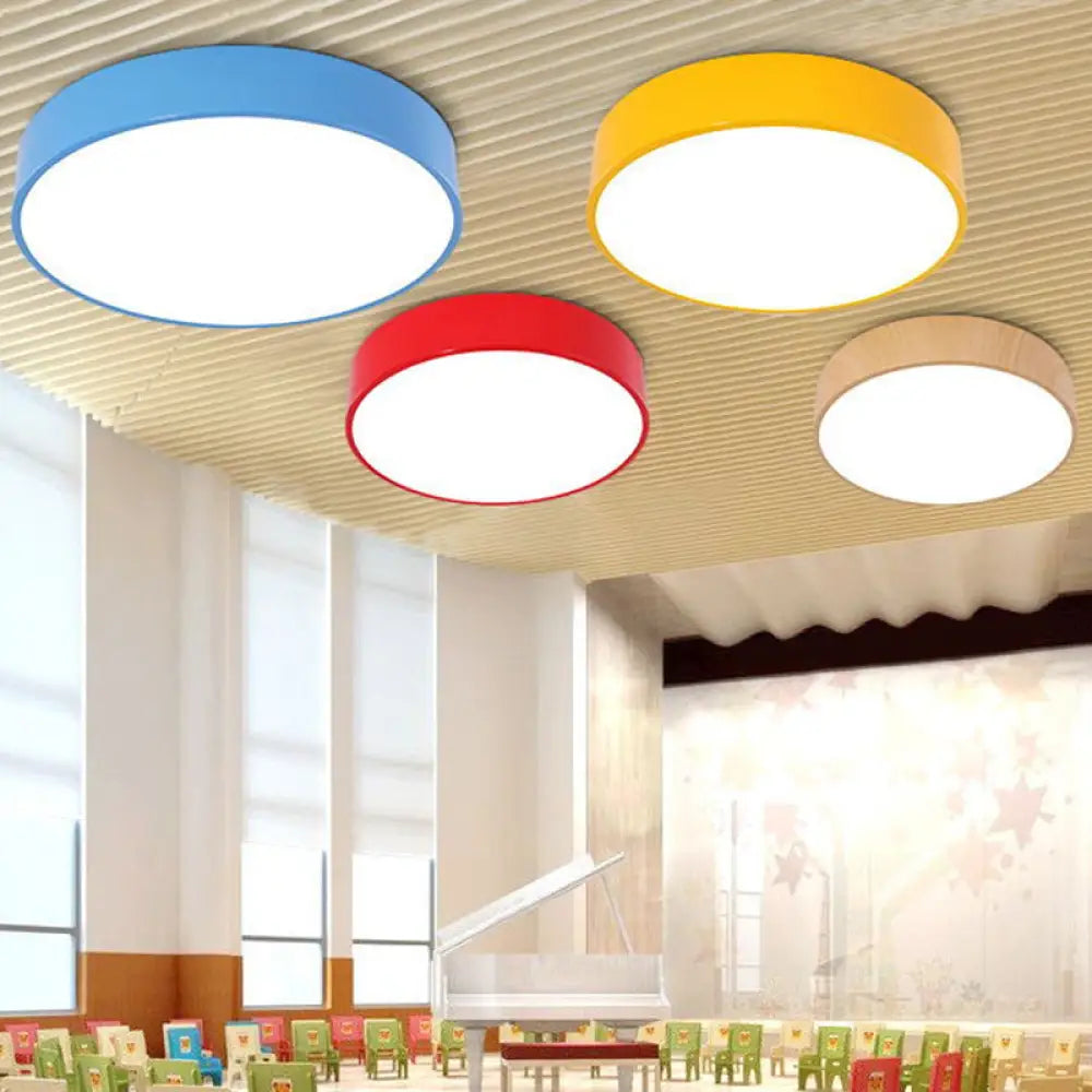 Lampa Sufitowa LED Okrągła dla Dzieci ze Ściemnianiem Pilotem - Niebieski