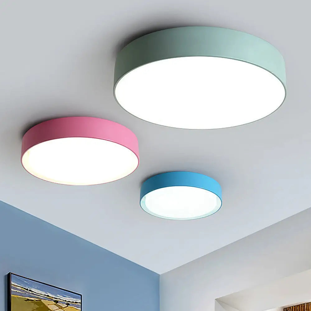 Lampa Sufitowa LED Okrągła dla Dzieci ze Ściemnianiem Pilotem - Zielony