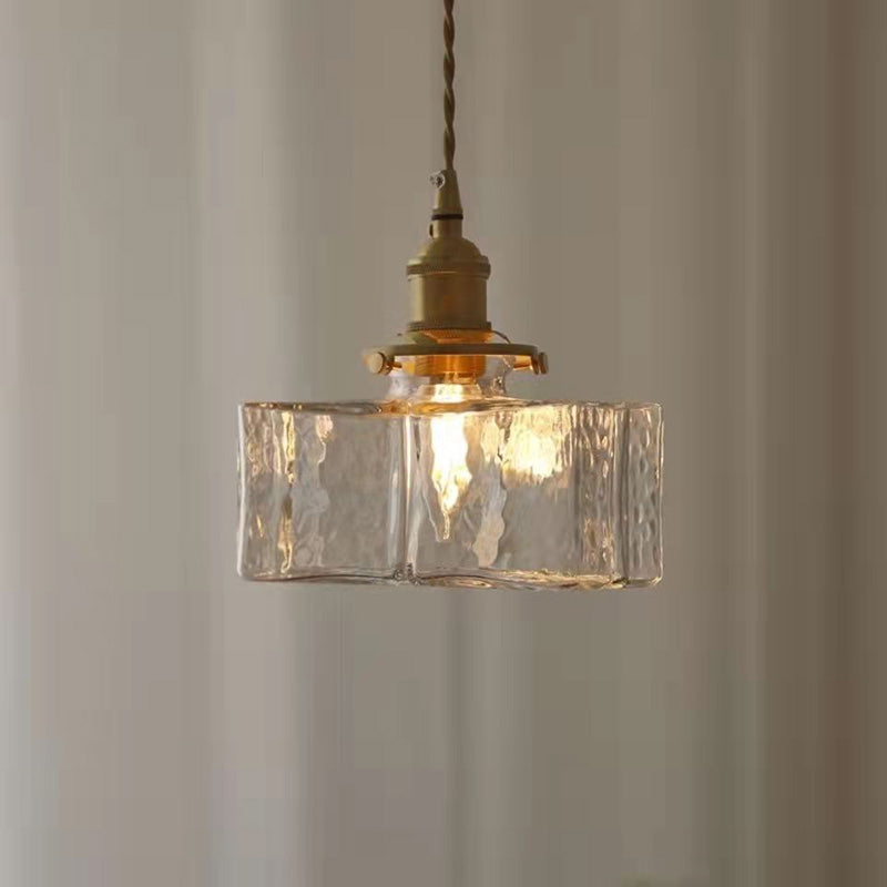 Lampa Wisząca Vintage ze Żebrowanego Szkła z Żelazną Ramą - 14