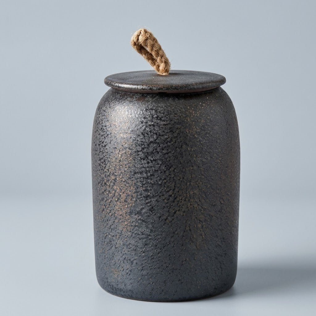 Ceramiczny Pojemnik z Pokrywką i Jutowym Uchwytem - 11