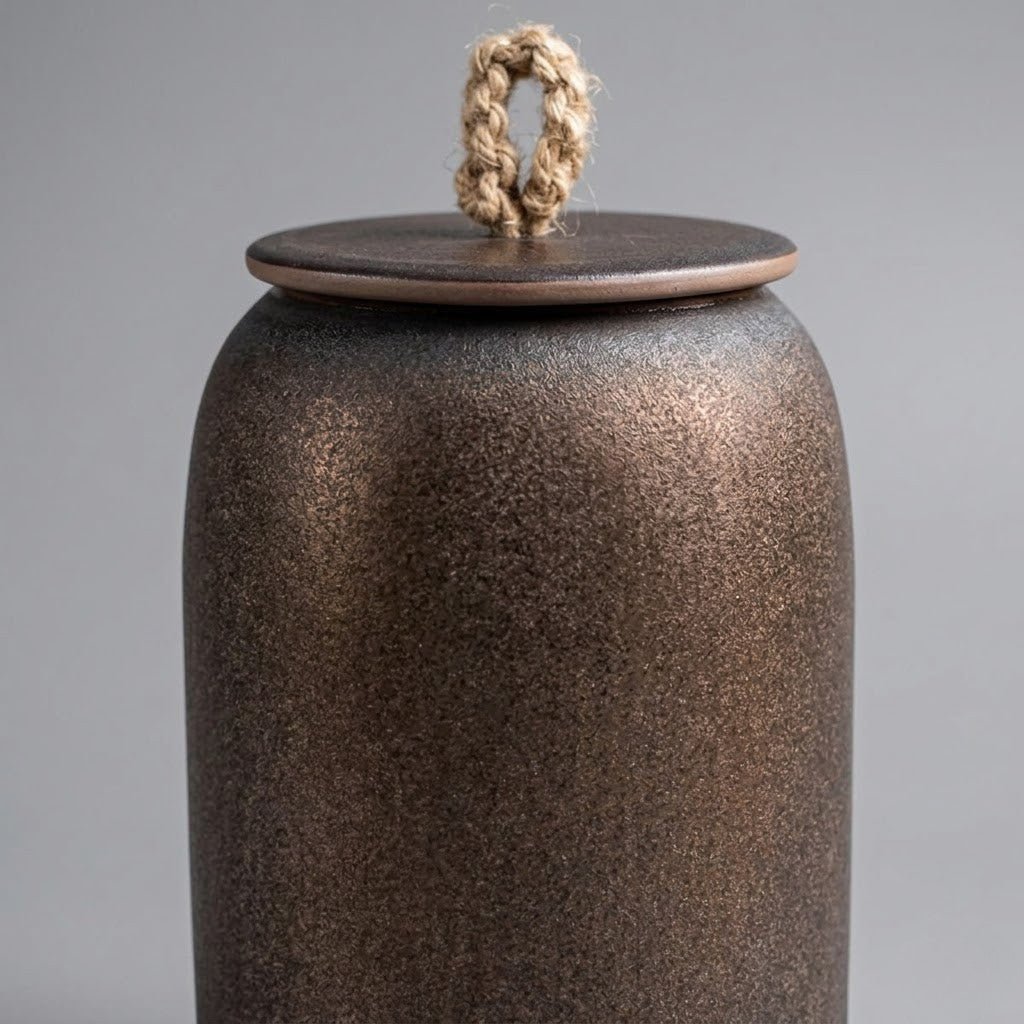Ceramiczny Pojemnik z Pokrywką i Jutowym Uchwytem - 12