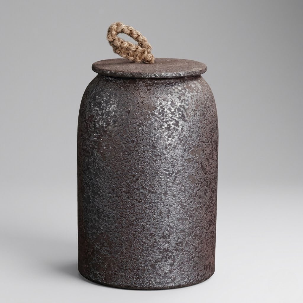 Ceramiczny Pojemnik z Pokrywką i Jutowym Uchwytem - 14